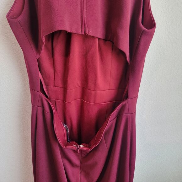 ABBY PARIS Floor-Lenght Formal Dress Burgundy Slit at Front Sz 8 Tall - Picture 9 of 10